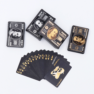 kupować Niespotykany wzór USA Dollar Karty do gry Wydrukowanie fabryczne Trwałe Czarne Plastykowe PVC wodoodporne Poker online manufacture