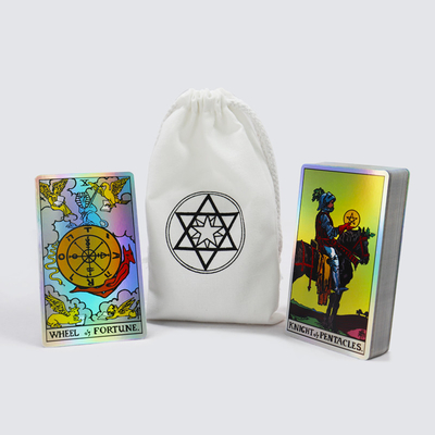 Zdrukowane na zamówienie Premium Holograficzne Karty Tarot Z Torbą Drukowanie Robić Luxury Rider Karty Tarot Z Przewodnikiem