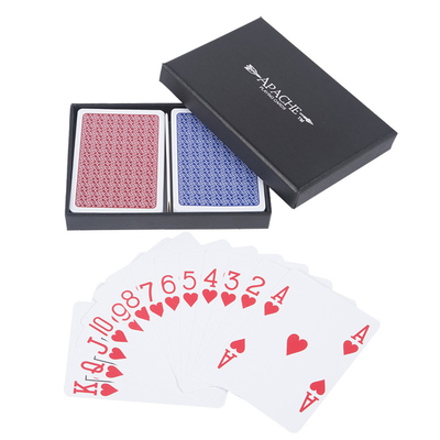 Niedrogie karty pokerowe z gładkiego tworzywa sztucznego, wydrukowane, trwałe karty do gry z PVC 63x88 mm